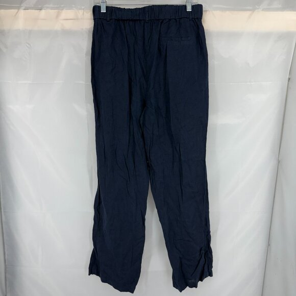 Quince Women 10 100% Linen Trouser Pant Pleated Navy Blue Breathable Lightweight - Picture 4 of 12